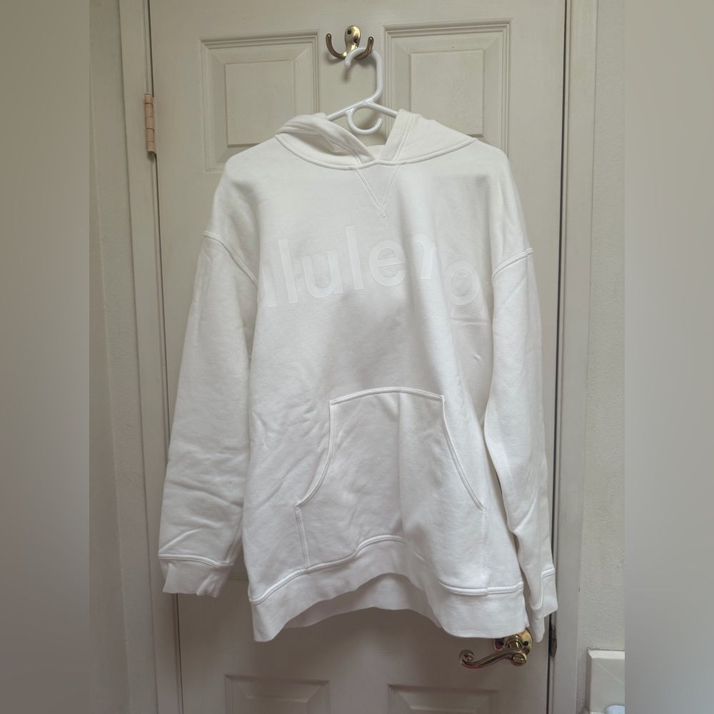 Lululemon Athletica All Yours Graphic Fleece Hoodie White with Logo size 14